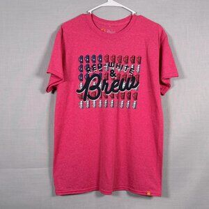 The American Outdoors "Red, White, & Brew" Men's Short Sleeve Shirt Size M